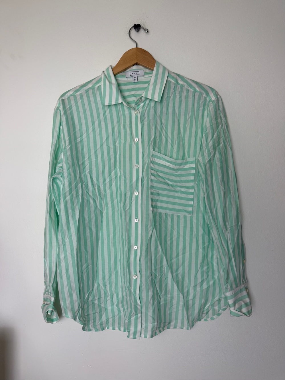 AYR Deep end Striped Mint Green Button-Up Shirt